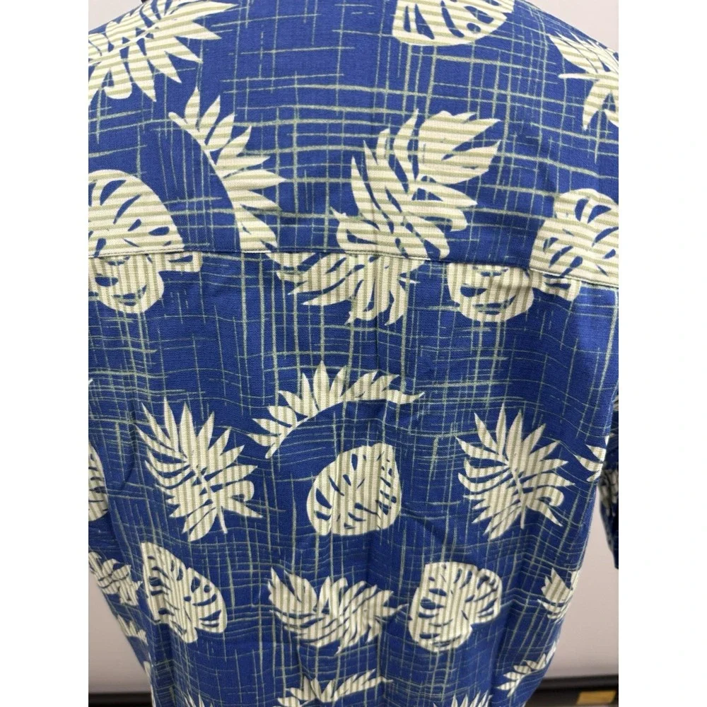 Blue‎ Marlin Mens Hawaiian Button Up Shirt Blue Comfort Fit Cotton Medium